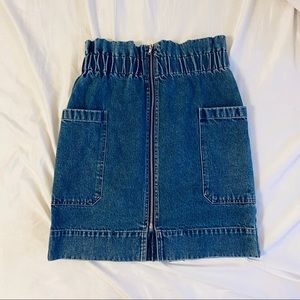 NEW denim zip up paper bag high waist mini skirt
